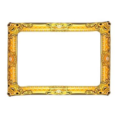 Imagem de Merrimax | Moldura inflável dourada para cabine de fotos, selfies decorativas, comemorações de aniversário e festa | Adereços de cabine de fotos portáteis divertidos para eventos, moldura de 80 cm x