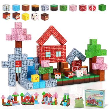 Imagem de Conjunto de blocos magnéticos Gleamkid Ranch Mine Craft 111 peças para crianças