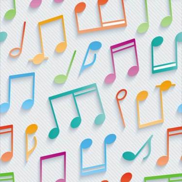 Imagem de Papel de Parede Temático Notas Musicais 3D Coloridas 1,5m - DEKAL DECO