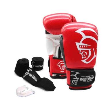 Imagem de Kit Luva Pretorian Elite Boxe Muay Thai + Bandagem + Bucal