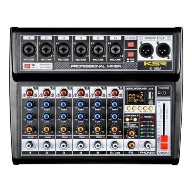 Imagem de Mesa De Som 6 Canal Interface Ksr K06m Bluetooth Mp3 Phantom - KSR PRO