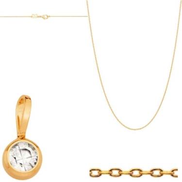 Imagem de Cordao Fino Folheado Ouro 18k Rommanel Ponto De Luz Cristal 5mm 50cm