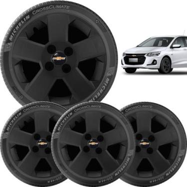 Imagem de 4x Calotas Chevrolet Prisma Onix Corsa Aro 14 Preto 087cb - grid