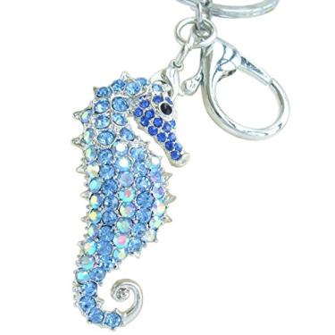 Imagem de Chaveiro Sindary Charming Animal 2,16 polegadas Seahorse pingente de strass cristal K2254 Azul