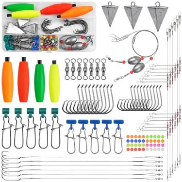 Imagem de Kit de fabricação de equipamentos de pesca de gato com 107 peças de equipamento de peixe-gato, equipamento de pesca de surfe, equipamento de busca de peixe, tanoeiro, com boias de peixe-gato, anzóis