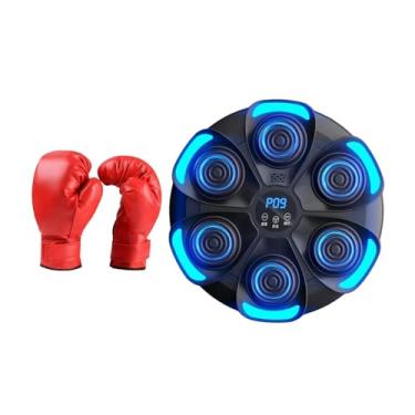 Imagem de Dynwave Máquina de boxe musical, dispositivo eletrônico de treino de alvo de parede de boxe com luvas de boxe infantil, treinador de boxe para fitness sanda, Preto