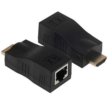 Imagem de Yeebline Extensor HDMI para RJ45, repetidor conversor HDMI, pacote com 2 extensores HDMI, transmissor e receptor de rede RJ45 sobre Ethernet LAN Cat 5e/6/6e, suporte HDTV 1080P 3D