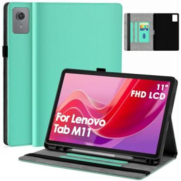 Imagem de DETUOSI Capa para tablet Lenovo Tab M11/Tab K11 LTE 27.9 cm TB-330FU/TB-330XU 2024 [não serve para 2025], capa fólio fina com suporte para caneta S, parte traseira de TPU macio, hibernar/despertar