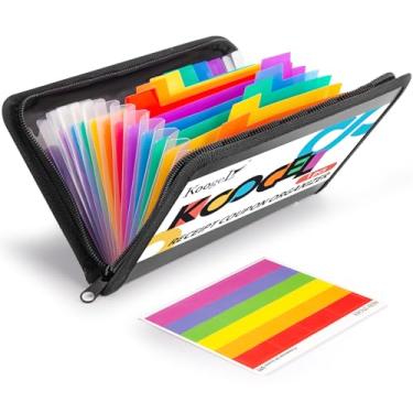 Imagem de Koogel Organizador de recibos, 13 bolsos, mini organizador de arquivos sanfonado, porta-cupons, carteira expansível para cartões, notas e documentos comerciais