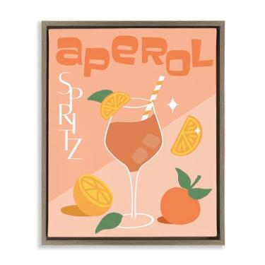 Imagem de Stupell Industries Aperol Spritz Typography Framed Floater Canvas Wall Art Design por Anna Quach, Moldura flutuante marrom, 43 x 53 cm