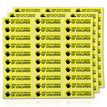 Imagem de 4,3 x 1 cm - Mantenha fora do alcance de etiquetas infantis (amarelo/900 etiquetas) Mantenha fora do alcance de crianças adesivos para risco de asfixia, cosméticos, aviso de drogas - Etiqueta auxiliar