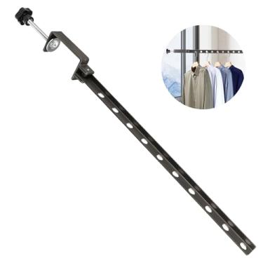 Imagem de Sekonow Rack de secagem de roupas com fixação, sem perfuração, dobrável, suporte de roupa, suporte de aço, suporte de carga, prateleira de secadora, para janela de varanda, 1 pacote