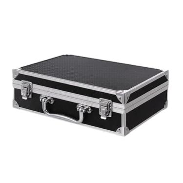 Imagem de YIJU Maleta de transporte caixa de ferramentas liga de alumínio quadro mala à prova dwaterproof água multifuncional portátil caso de armazenamento de, Preto