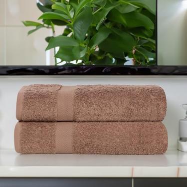 Imagem de Superior Conjunto de lençóis de banho de algodão Franklin, pacote com 2 toalhas grandes de peso médio para banheiro, chuveiro, spa, piscina, resort, secagem rápida, itens essenciais para sala de