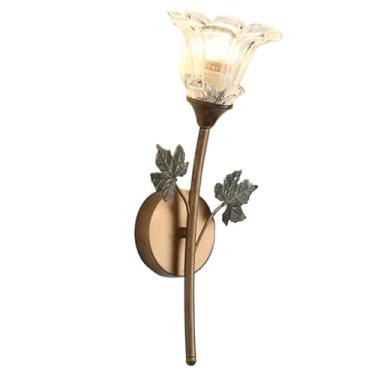 Imagem de Luminárias de parede de cristal vintage americanas, flores criativas, arandelas de cabeceira para quarto com base E14/E12, luz de parede regulável de três cores para cozinha, corredor, estud