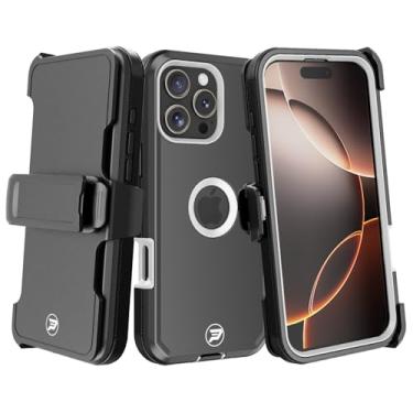 Imagem de Wireless ProTech Capa compatível com Apple iPhone 16 PRO MAX (tamanho da tela 6,9 polegadas), coldre com clipe de cinto resistente com camada tripla de TPU e capa lisa de policarbonato (preto/branco)
