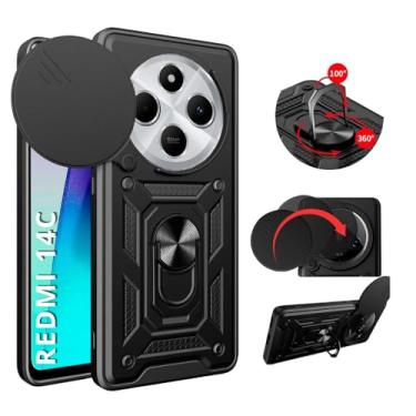 Imagem de Capa Capinha Case Armor Anti Choque Ring Luxo Para Redmi 14C (Tela 6,88) + Anel Giratório + Proteção De Câmera - Proteção Militar