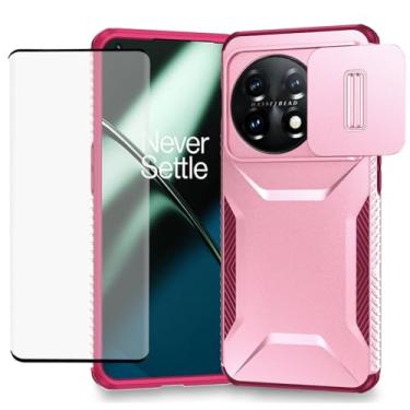 Imagem de Ueokeird Capa para OnePlus 11, capa One Plus 11 5G PHB110 com protetor de tela de vidro temperado e capa deslizante para câmera, antiderrapante, resistente, à prova de choque para OnePlus 11 5G vinho