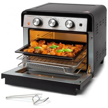 Imagem de Forno Elétrico de Bancada 22 Litros 6 em 1 com Função Airfryer, Aço Inoxidável, 110V 1700W, Moss Stone, Preto