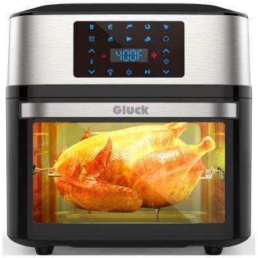 Imagem de Forno Fritadeira Elétrica Air Fryer 19 Litros 10 em 1 com Janela de Cozimento Visível, 110V 1800W, GLUCK, Preta