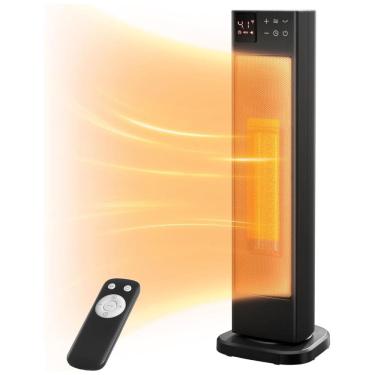 Imagem de Aquecedor de Torre Cerâmica com Modo ECO, Temporizador 12H, Controle Remoto e Proteção de Segurança, 110V 1500W, PELONIS, Preto