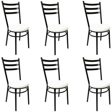 Imagem de Kit 6 Cadeiras de Cozinha Redonda com Reforço Preta Assento Grosso Bra