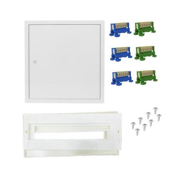 Imagem de Kit Porta+Barramentos Neutro/Terra P/ Quadro Embutir Platinnum Box 47 Disj. DIN Cod. PLA0316EK – Steck