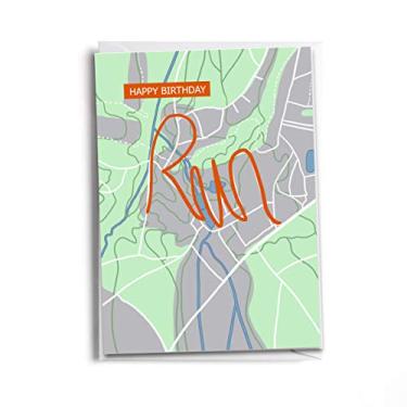 Imagem de Cartão de Happy Birthday Runner | Cartão de felicitações inspirado no Strava para corredores | Cartão de aniversário exclusivo com tema de corrida