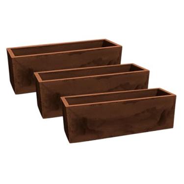 Imagem de Kit 3 Vasos Para Plantas Jardineira Cachepot Floreira 67cm Flat Polietileno Decoração (Aco Corten)