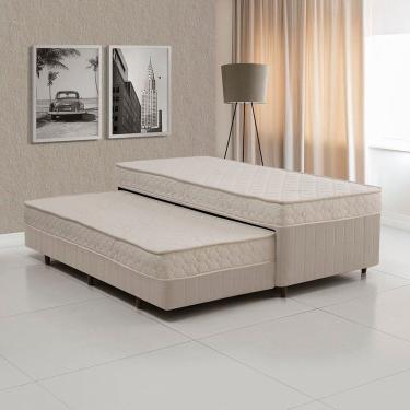 Imagem de Cama Box Conjugada Solteiro com Auxiliar Bege