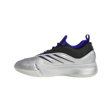 Imagem de adidas Tênis de basquete unissex adulto Dame 9, Prata metálico/preto/azul lúcido, 11.5 Women/10.5 Men