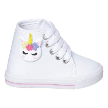 Imagem de Tênis Cano Alto Infantil para Meninas Delicado com Desenho Unicornio -