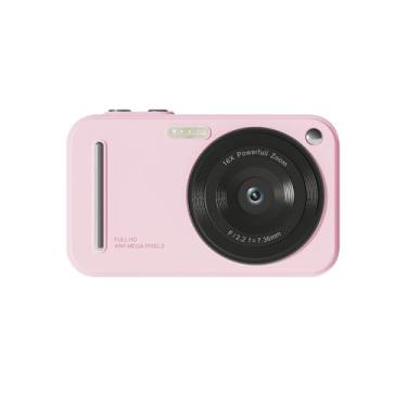 Imagem de Câmera Digital 48MP, Captura de Vídeo 1080p, Zoom de 16x, Filtros de Beleza, Flash (Rosa)