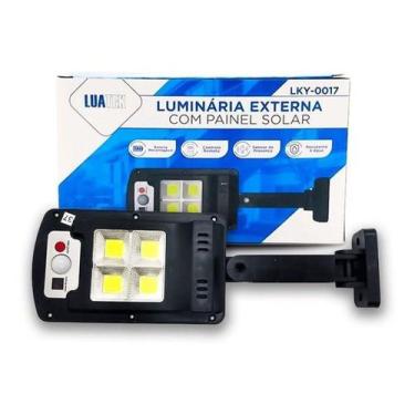 Imagem de Luminária Externa Com Painel Solar Poste Jardim Refletor Sensor Contro