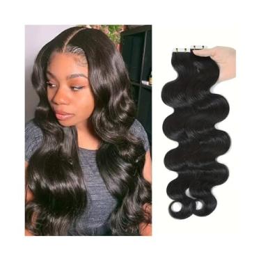 Imagem de Fita para extensão de cabelo Fita de 14-26 polegadas em extensões de cabelo Fita de onda corporal de cabelo humano real em extensões para mulheres negras Remy Cabelo Invisível Extensões de cabelo de t