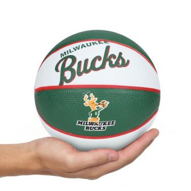 Imagem de Bola de Basquete NBA Wilson Team Retro Bucks 7, Branco, Verde, Único