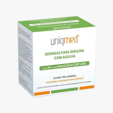 Imagem de Seringa para insulina 1,0 ml 8x0,30mm 100un uniqmed