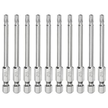 Imagem de HARFINGTON 10 peças T20 Bit Torx de segurança 1/10.2 cm haste sextavada 7,6 cm de comprimento S2 aço magnético resistente à adulteração, chave de fenda Torx cabeça Torx com furo para brocas de chave