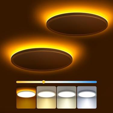 Imagem de zemty Luminária De Teto Led De 9 Polegadas Com Luz Noturna 1800K, Pacote Com 2 Luminárias De Teto Selecionáveis 3000K/4000K/6500K, Iluminação De Teto De Baixo Perfil Para Quarto, Sala De Estar, Cozi
