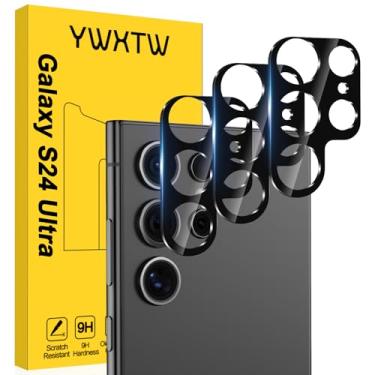 Imagem de YWXTW Pacote com 3 protetores de lente de câmera para Samsung Galaxy S24 Ultra, cobertura total 9H vidro temperado S 24 Ultra protetor de tela, compatível com capas