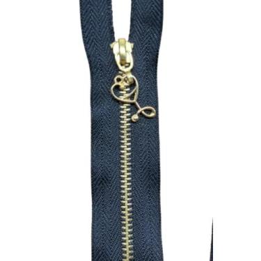 Imagem de Ziper metal fino 3 80cm dourado pingente  esteto  para jaleco varios t