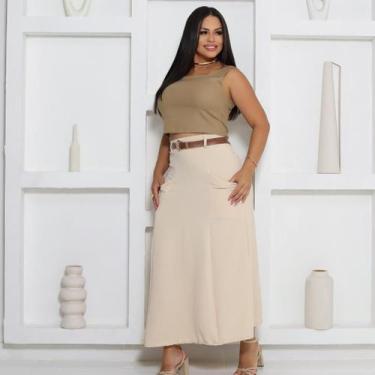 Imagem de Saia Longa Luana  Elegância Cristã com Estilo - Vilma Valentti, Bege, 