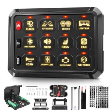 Imagem de SnowyFox Painel de interruptor RGB de 12 polegadas, 12 polegadas, interruptor multifuncional, pulsado, momentâneo, interruptor de relé sólido, controlador, sistema de controle de circuito, caixa de