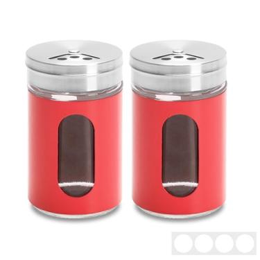 Imagem de YACEYACE Conjunto de coqueteleira de tempero pequeno, 85 g de açúcar vermelho e saleiro com tampas, aço inoxidável, pacote com 2