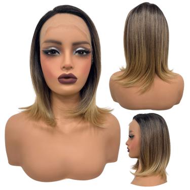 Imagem de Peruca front lace media curta 13x1 loira ombre RT2/6A/36