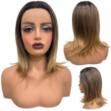 Imagem de Peruca front lace media curta 13x1 loira ombre RT2/4A/22