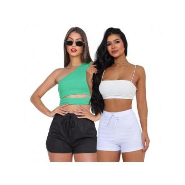 Imagem de KIT 2 Short Canelado Curto Feminino Empina Bumbum - Audax Brasil, Pret