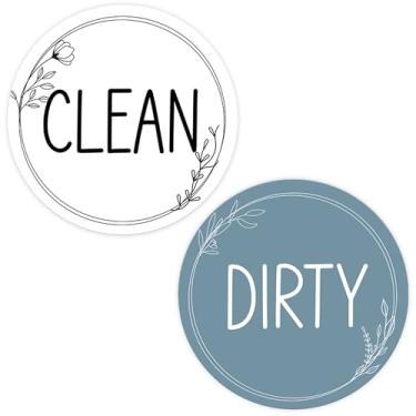 Imagem de Ímã de lava-louças, placa suja limpa, floral, dupla face, redondo, limpo/sujo, ímãs para lavar louça, branco e azul, acessórios magnéticos para casa e cozinha