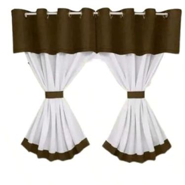Imagem de Cortina De Cozinha Com Bandô 2.00x1.40 Jra (MARROM)