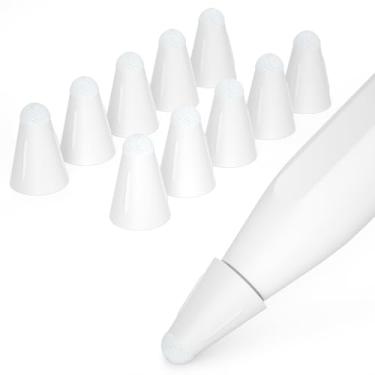 Imagem de AZF Pacote com 10 para Apple Pencil Tips, capa de ponta de fibra de silicone para Apple Pencil 2ª geração e 1ª geração e Apple Pencil Pro/USB-C, capa protetora antiderrapante (branca)